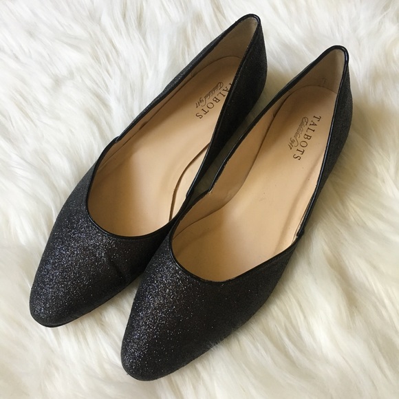 Talbots Shoes - Talbots Black Sparkly  Glitter Flats Size 9.5
